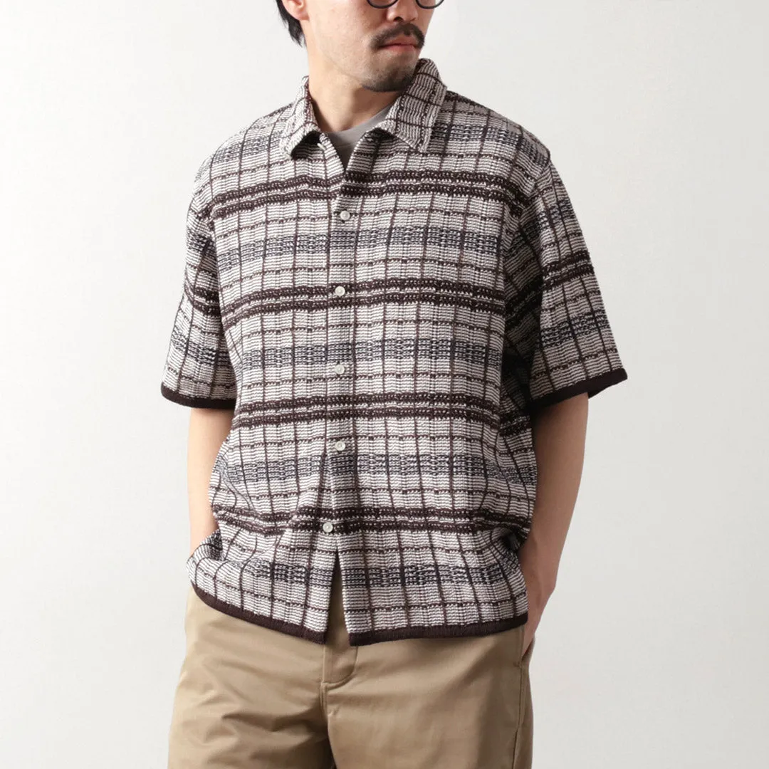 Breathable fabric COOHEM / SUKASHI Plaid Tweed Knit Shirt