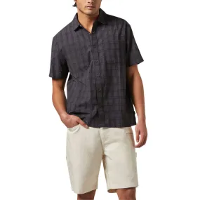 Refined Aesthetic Holiday Gift Brixton Cru Oxford Plaid Shirt - Charcoal/Black Plaid