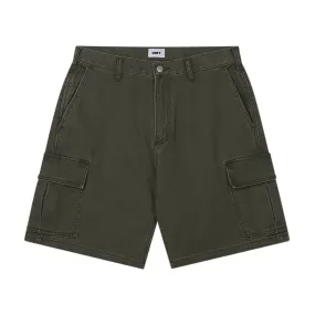 Obey Bigwig Baggy Denim Cargo Shorts - Faded Grape Leaf hang dry Reinforced Gusset