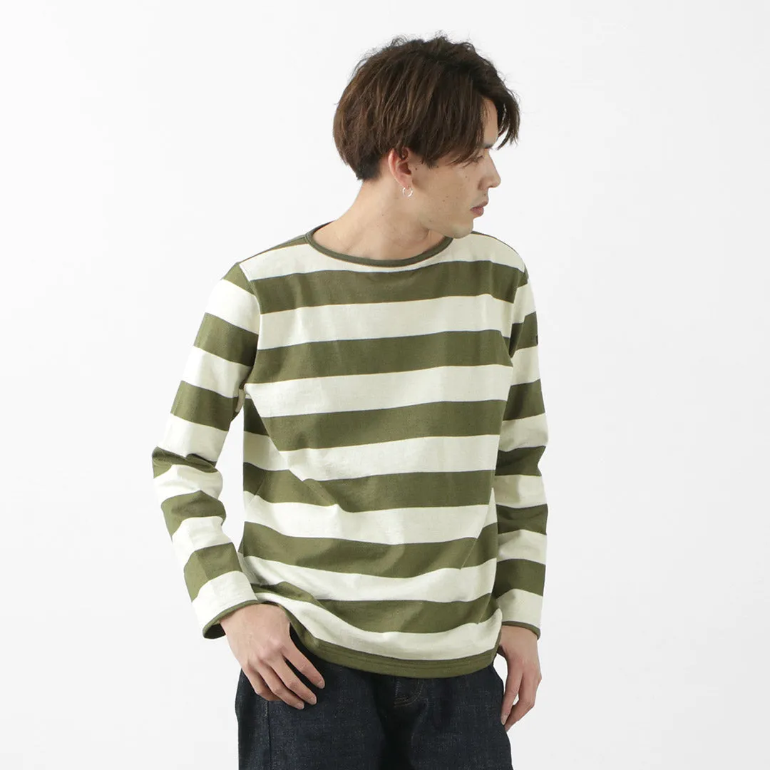 DropShoulderDesign Non Restrictive Cut TIEASY / HDCS Boat neck wide stripe basque shirt