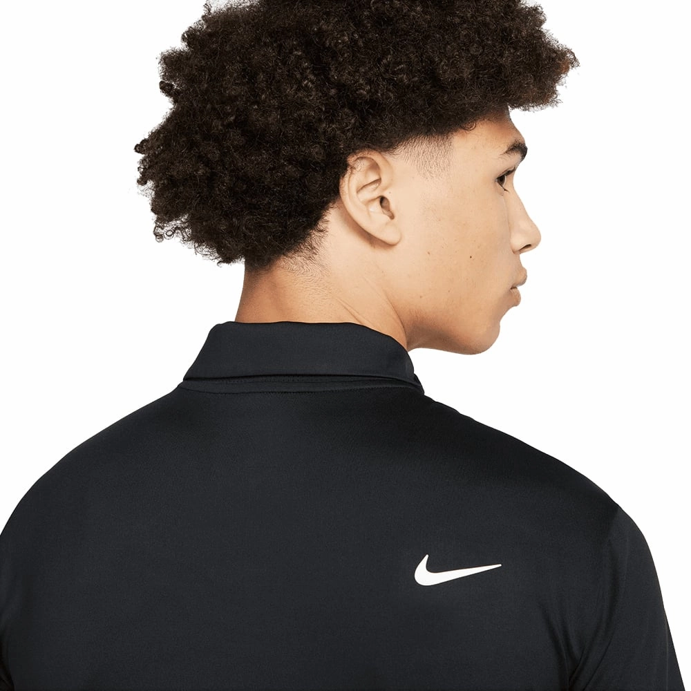 Nike Dri-FIT Tour Solid Polo Shirt - Black/White Light Fashion Tear Resistant Knit
