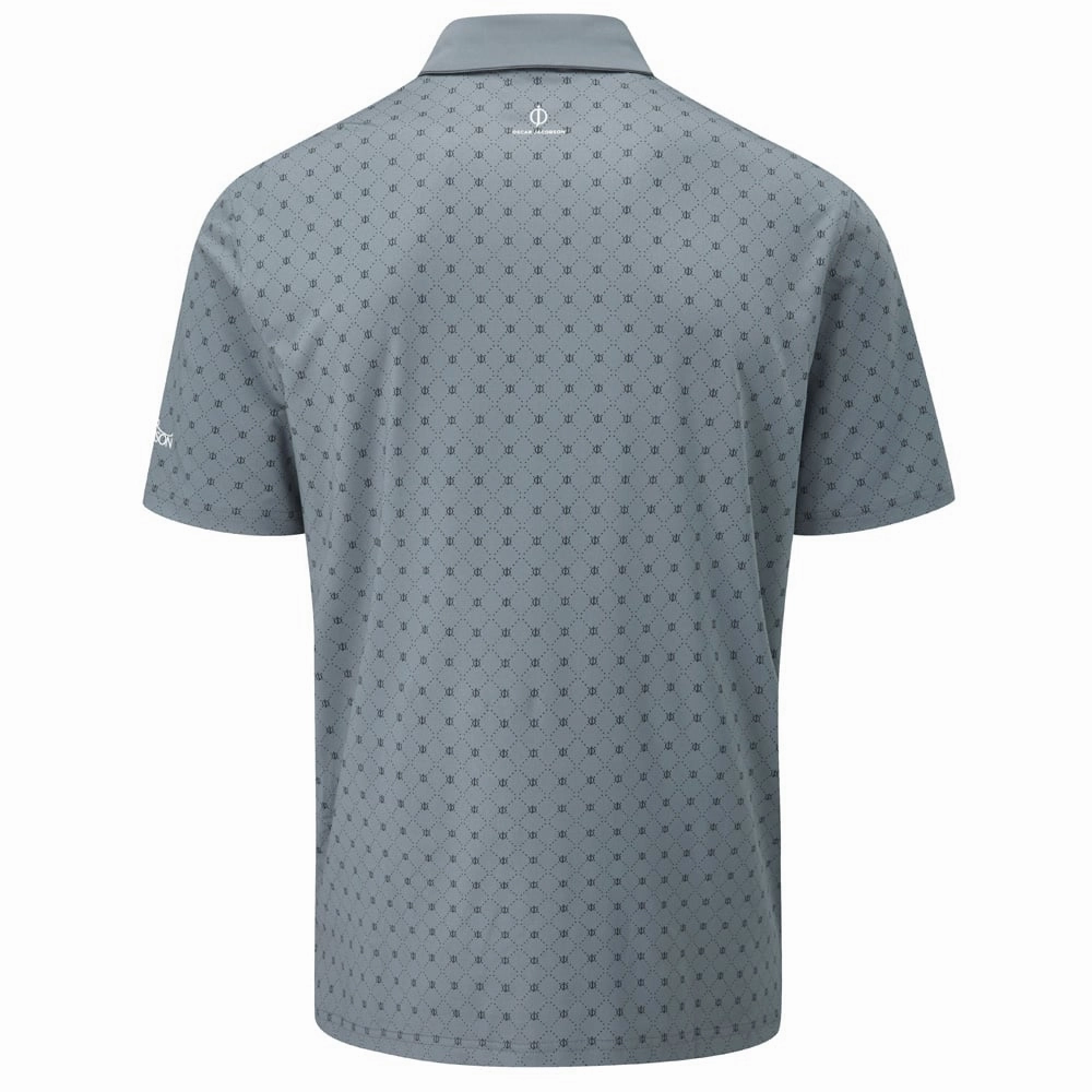 Oscar Jacobson Barton Polo Shirt - Pewter V neck style LayeredSleeveConstruction
