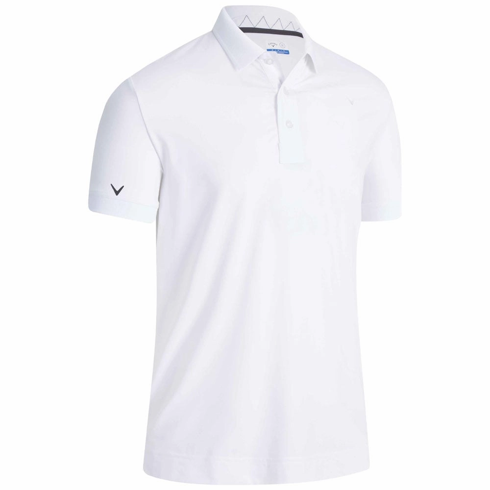 Heather Texture Finish Callaway Solid Ribbed Polo Shirt - Bright White