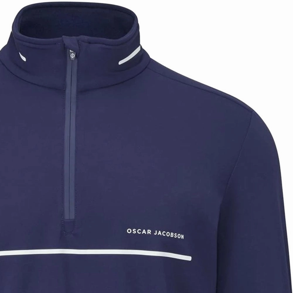 Oscar Jacobson Darwin 1/4 Zip Pullover - Navy/White Functional Features Chilly Day Outfit