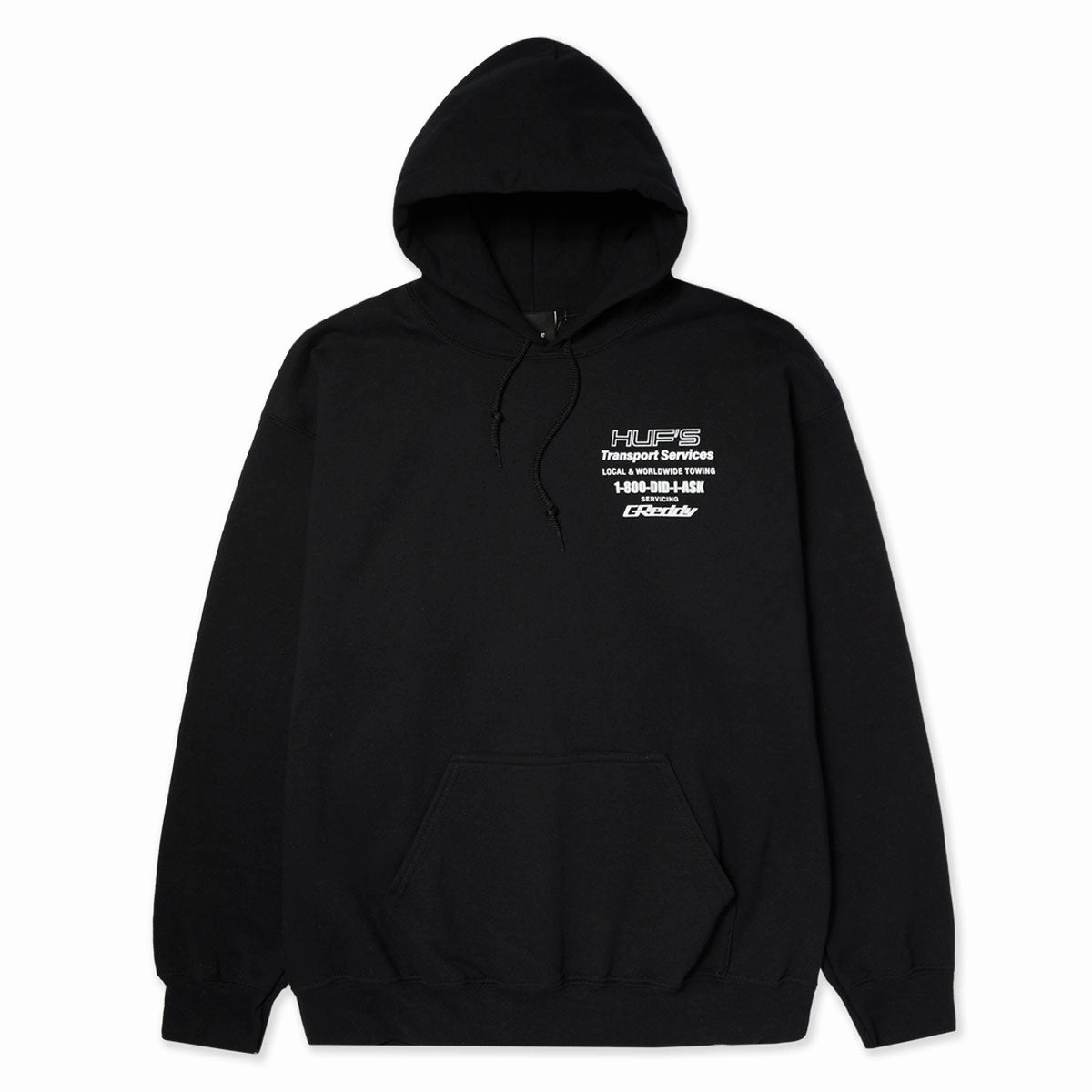 HUF x Greddy Tow Hoodie - Black Reinforced Elbows
