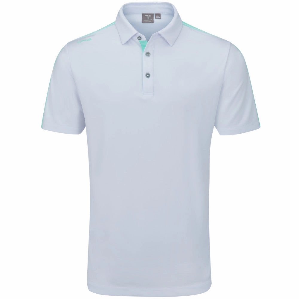 Ping Inver Polo Shirt - White/Aruba Blue Multi Modern Wear Fit For Comfort
