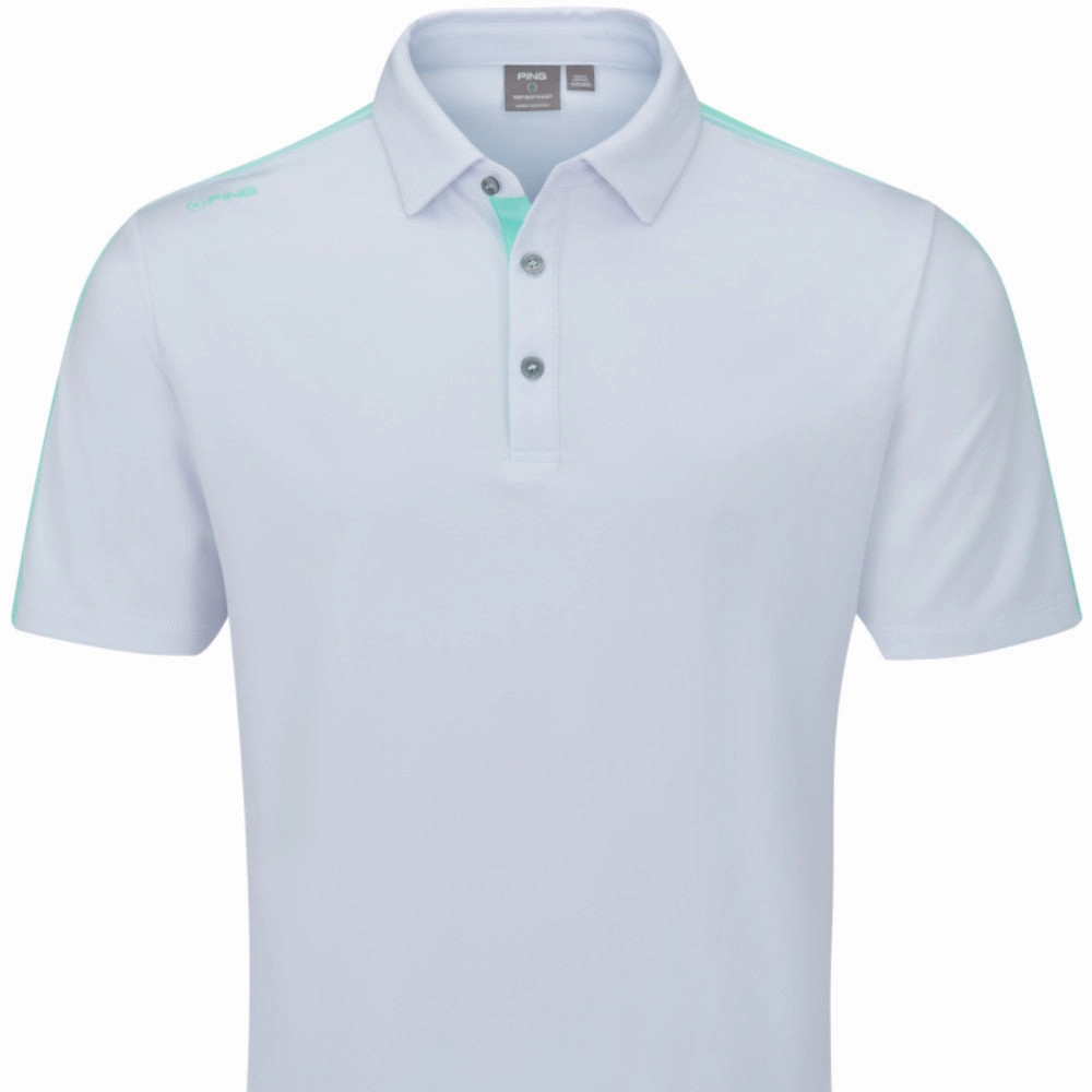 Ping Inver Polo Shirt - White/Aruba Blue Multi Travel Trend