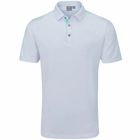 Ping Inver Polo Shirt - White/Aruba Blue Multi Modern Wear Fit For Comfort