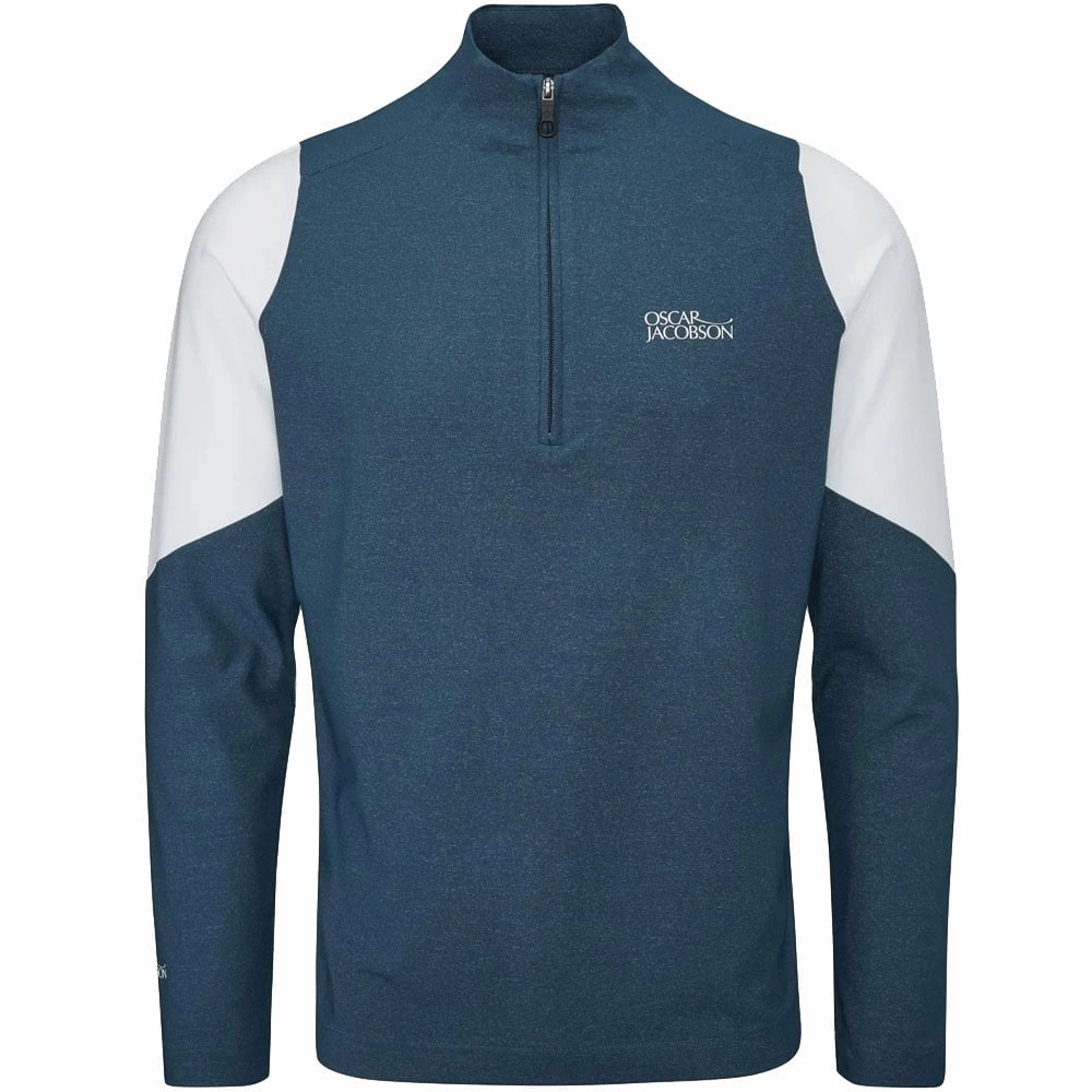 All-Weather Comfort Oscar Jacobson Lodstock Tour 1/2 Zip Pullover - Teal/White