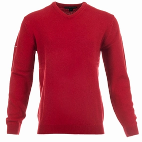 product tassel movement Greg Norman by ProQuip Lambswool Water Repellent V-Neck Golf Sweater - Red
