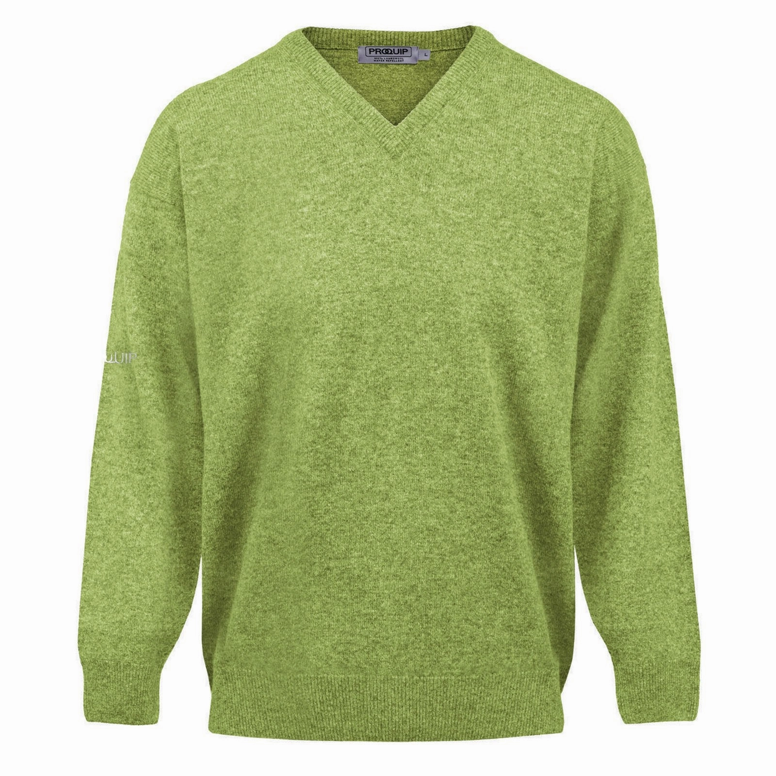 Cool Vibes ProQuip Lambswool Water Repellent V Neck Golf Sweater - Kiwi Green