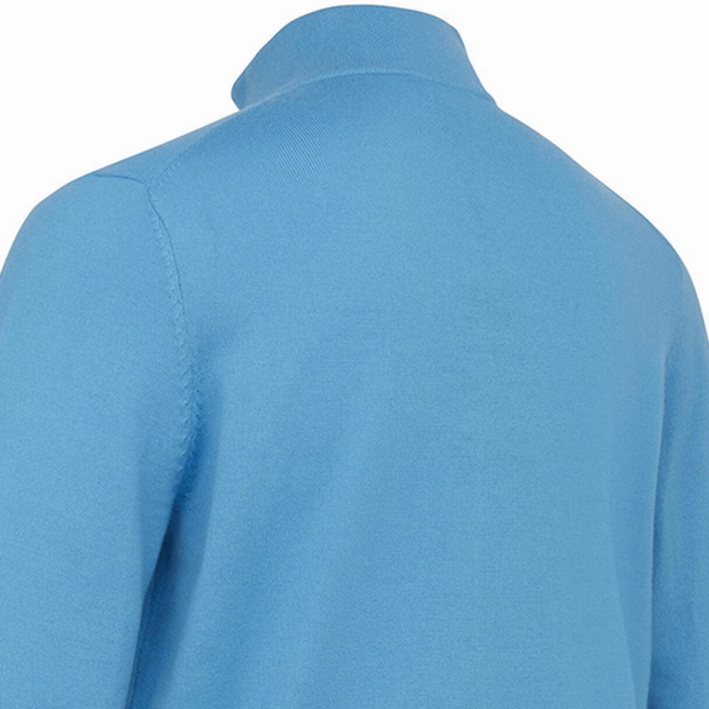 Layered Cozy Hoodie Callaway 1/4 Zipped Blended Merino Sweater - Malibu Blue