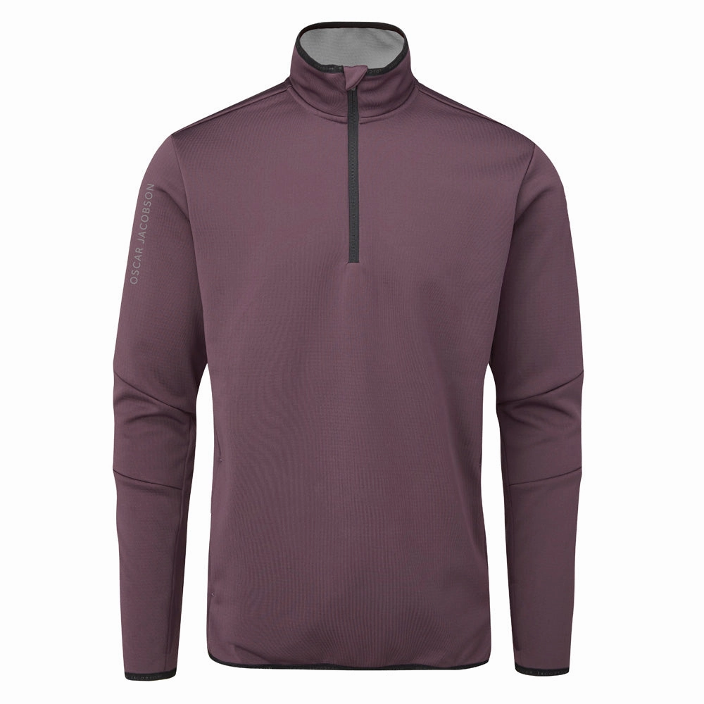 Oscar Jacobson Thorpe 1/2 Zip Fleece Pullover Top - Plum Cool Comfort