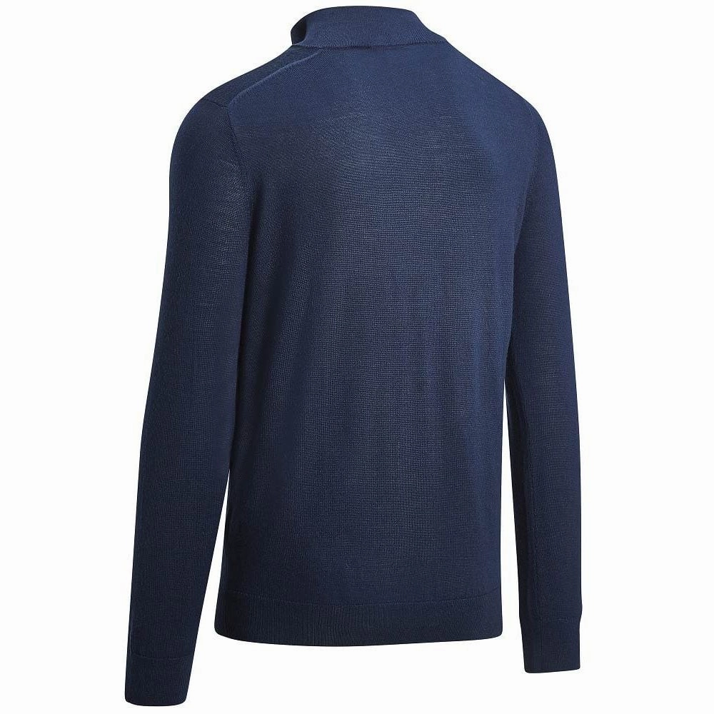 Callaway 1/4 Zip Blended Merino Pullover - Navy Blue Snuggly Fit