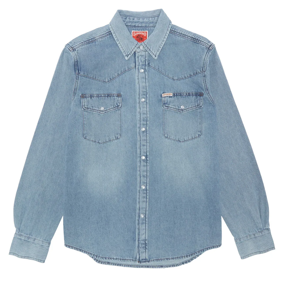 Day-To-Night Wear Sendero The Wyatt Pearl Snap Long Sleeve Shirt - Vintage Denim