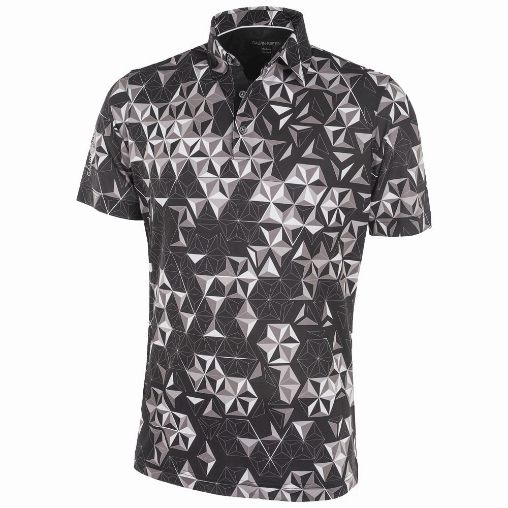 Wrinkle Resistant Finish Galvin Green Makai Ventil8  Polo Shirt - Black/Sharkskin/White