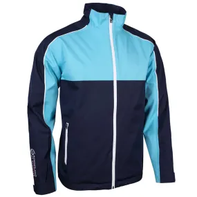 Sunderland Matterhorn Waterproof Golf Jacket - Navy/Aqua/White Stretchable Fabric All Weather Adaptability