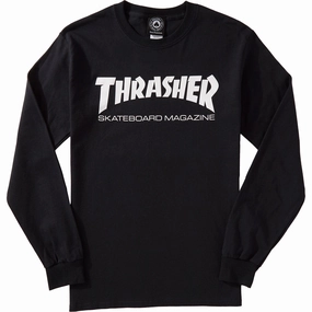 Fade Resistant Print GentleWashResistance Thrasher Skate Mag Long Sleeve T-Shirt - Black