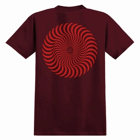 Spitfire Classic Swirl Overlay T-Shirt - Burgundy/Red/Black Collared formality Skin Friendly Lining