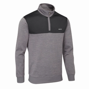 Stuburt Pro-Sport Zip Neck Performance Sweater - Grey Marl Poplin Premium Hoodie