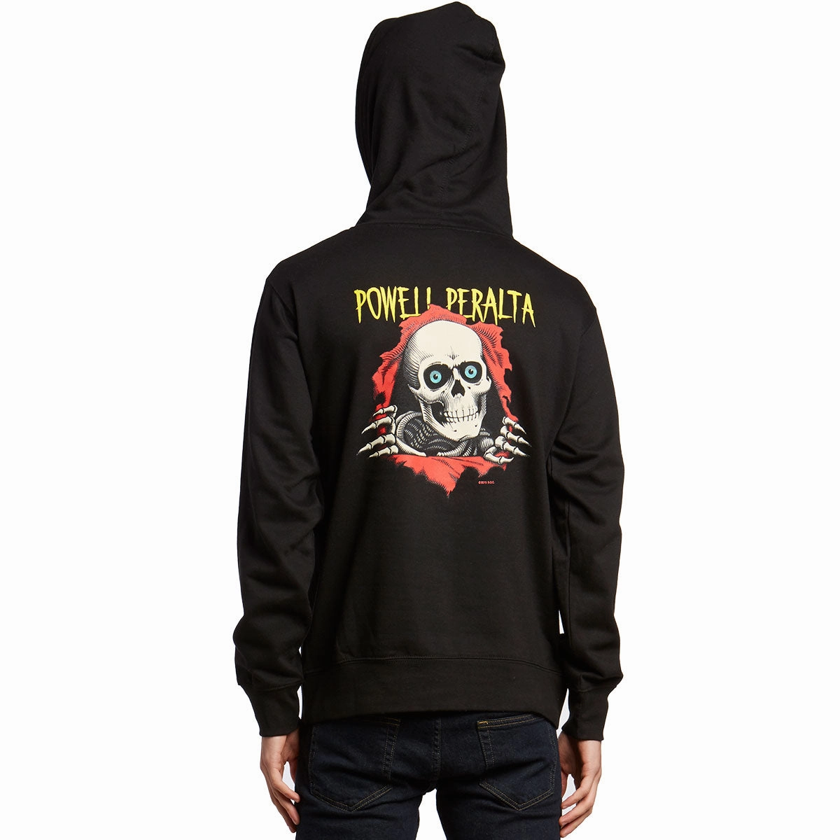 Everyday apparel Embroidered Logo Bones Ripper Medium Weight Hoodie - Black