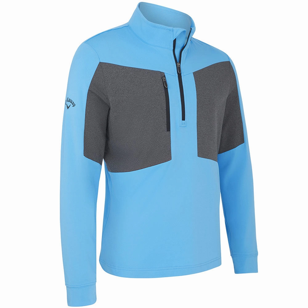 packable Athletic Hoodie Callaway Aquapel 1/2 Zip Pullover Sweater - Malibu Blue/Caviar