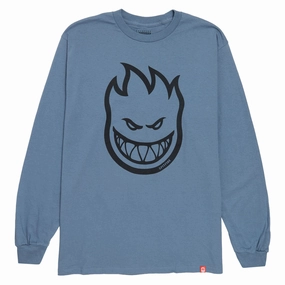 Holiday Outfit Flattering Fit Spitfire Bighead Long Sleeve T-Shirt - Indigo Blue/Black