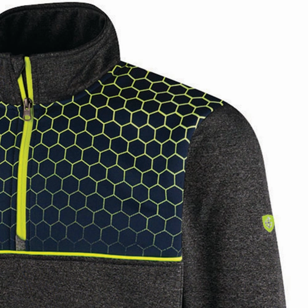 Brand Reputation Island Green Top Layer With Sublimation Print Yoke Pullover - Charcoal Marl/Lime