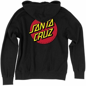 Leopard like Water Resistant Santa Cruz Classic Dot Zip Up Hoodie - Black