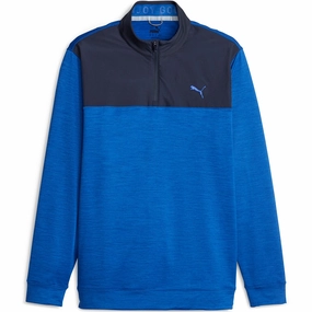 Puma Cloudspun Colour Block 1/4 Zip Pullover - Navy Blazer/Future Blue Heather product stock Timeless Sporty