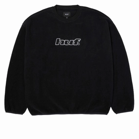 HUF H Dot Polar Fleece Sweatshirt - Black Casual Friday wear Warm Lining