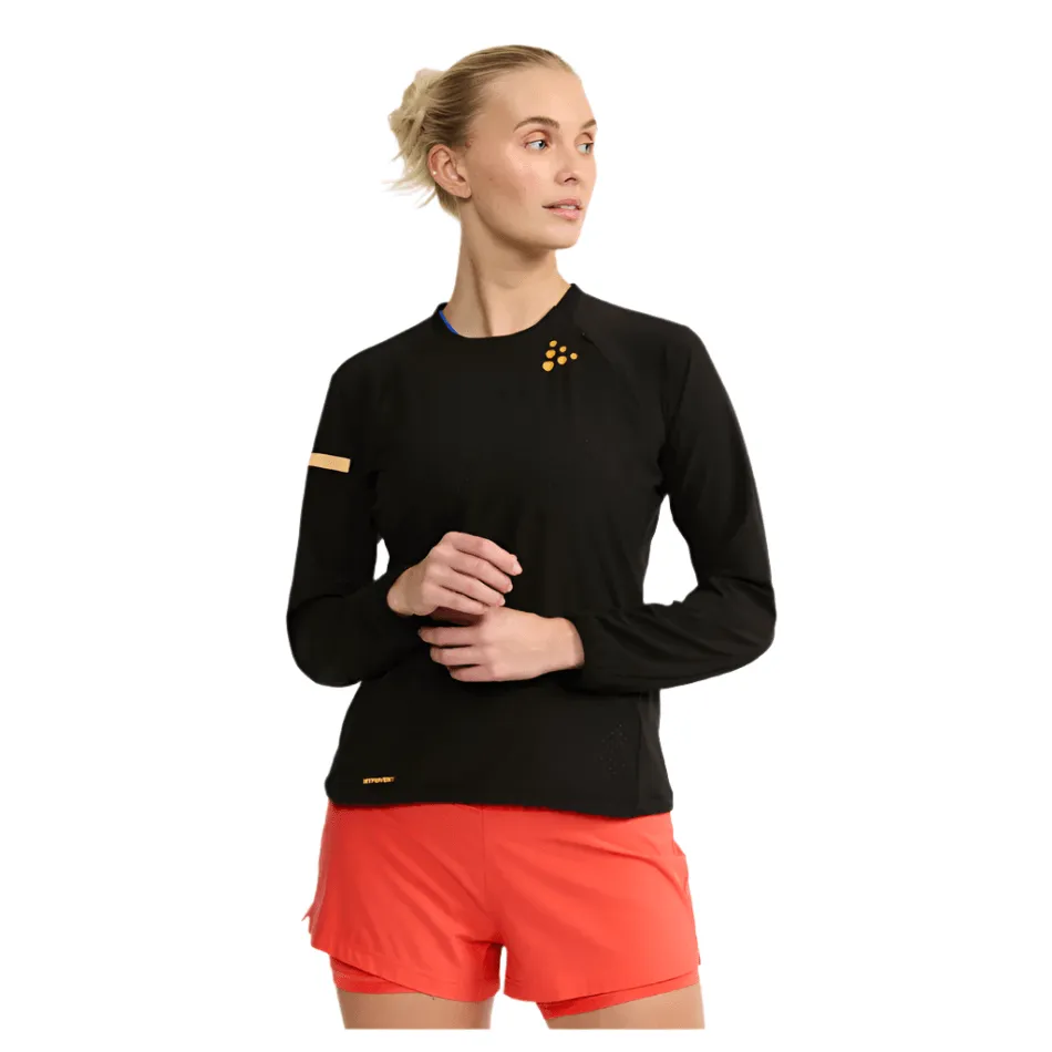 Craft Women's Pro Hypervent Long Sleeve Wind Top 2 in Black SS25 Tablecloth