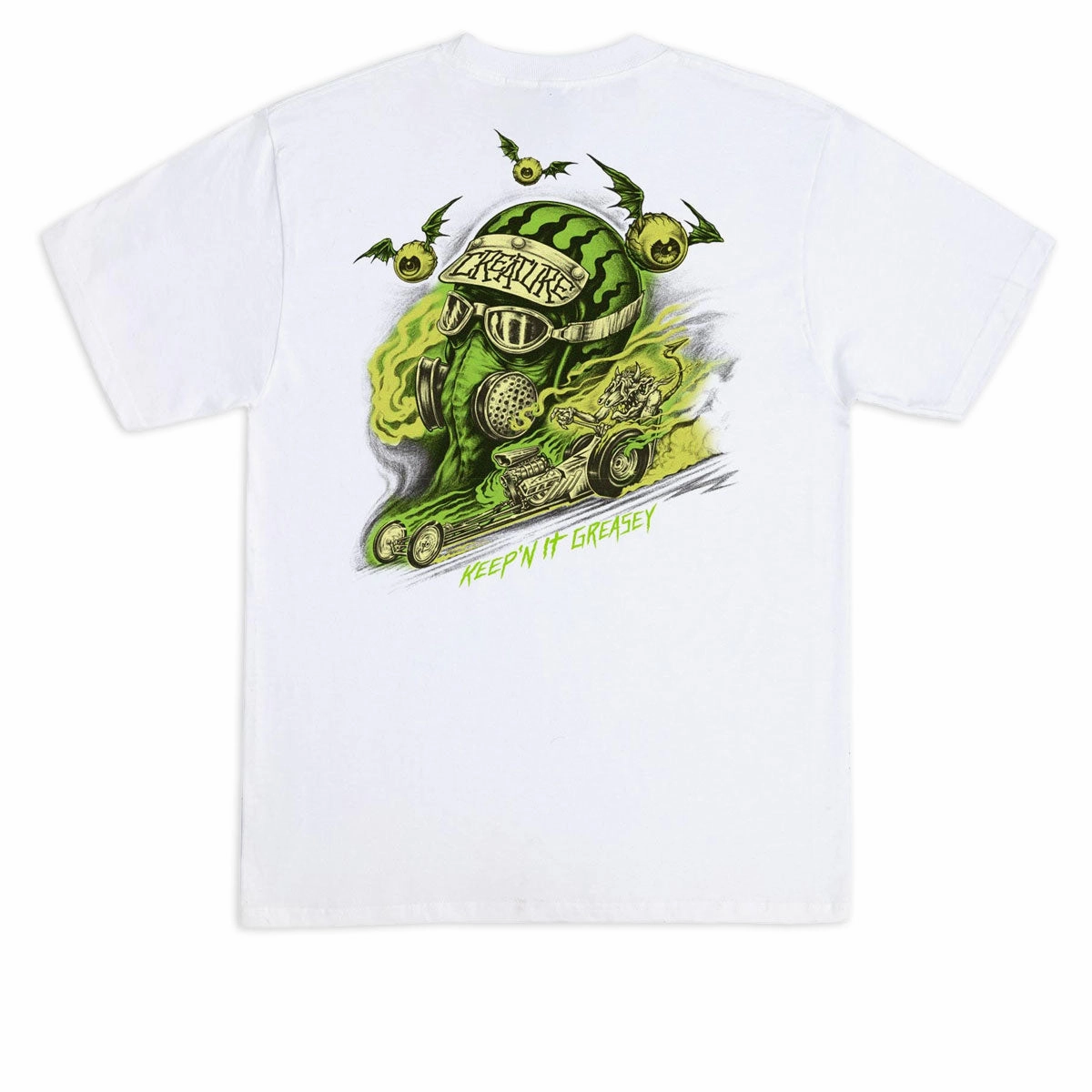 Creature Crash and Burn T-Shirt - White RibbedNeckBanding Cozy Style