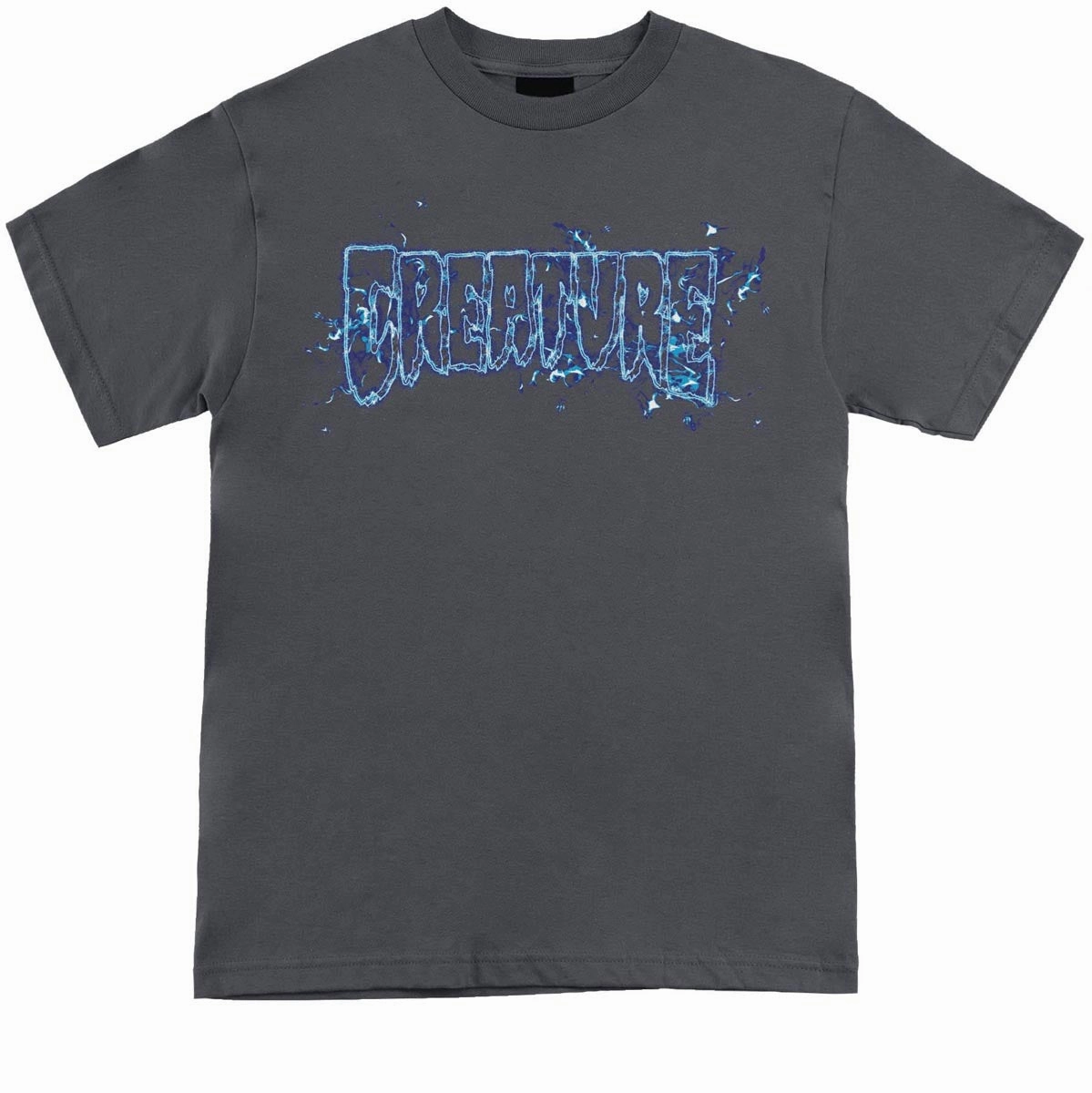 Creature Inferno Logo Outline T-Shirt - Charcoal Boat neck style High Quality Printing