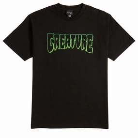 EasyCareFinish Eco Certified Fiber Creature Logo Outline T-Shirt - Black