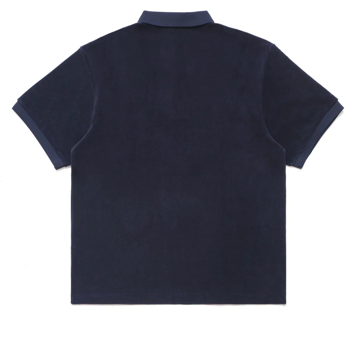 Metalwood Medieval Terry Polo Shirt - Navy high-low hem