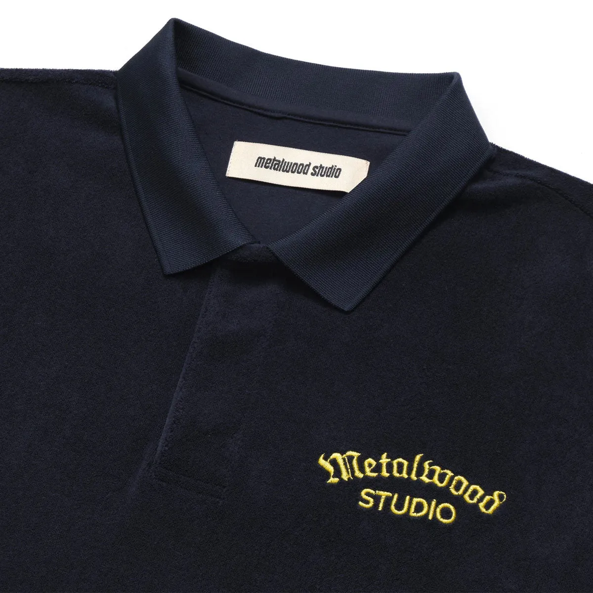 Modern Fit Metalwood Medieval Terry Polo Shirt - Navy