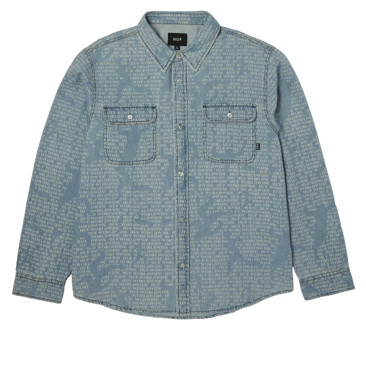 HUF Ceremony Long Sleeve Denim Shirt - Indigo Abrasion Resistant Edges