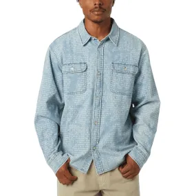 HUF Ceremony Long Sleeve Denim Shirt - Indigo Matte Finish Casual Elegance