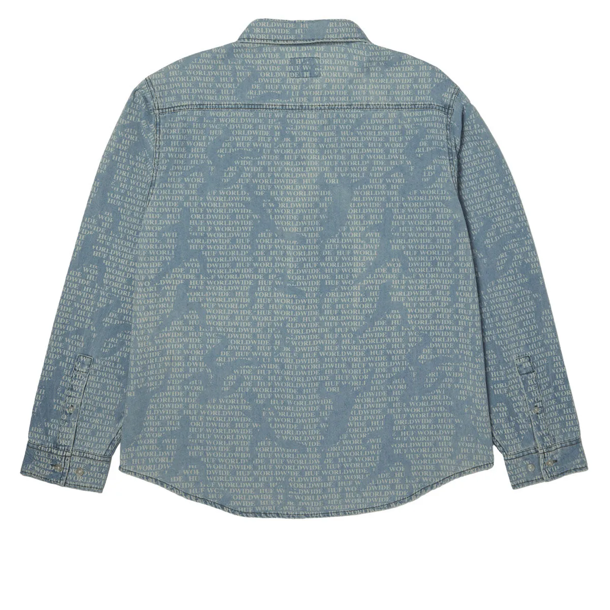 Multi Pocket Design Vibrant color HUF Ceremony Long Sleeve Denim Shirt - Indigo