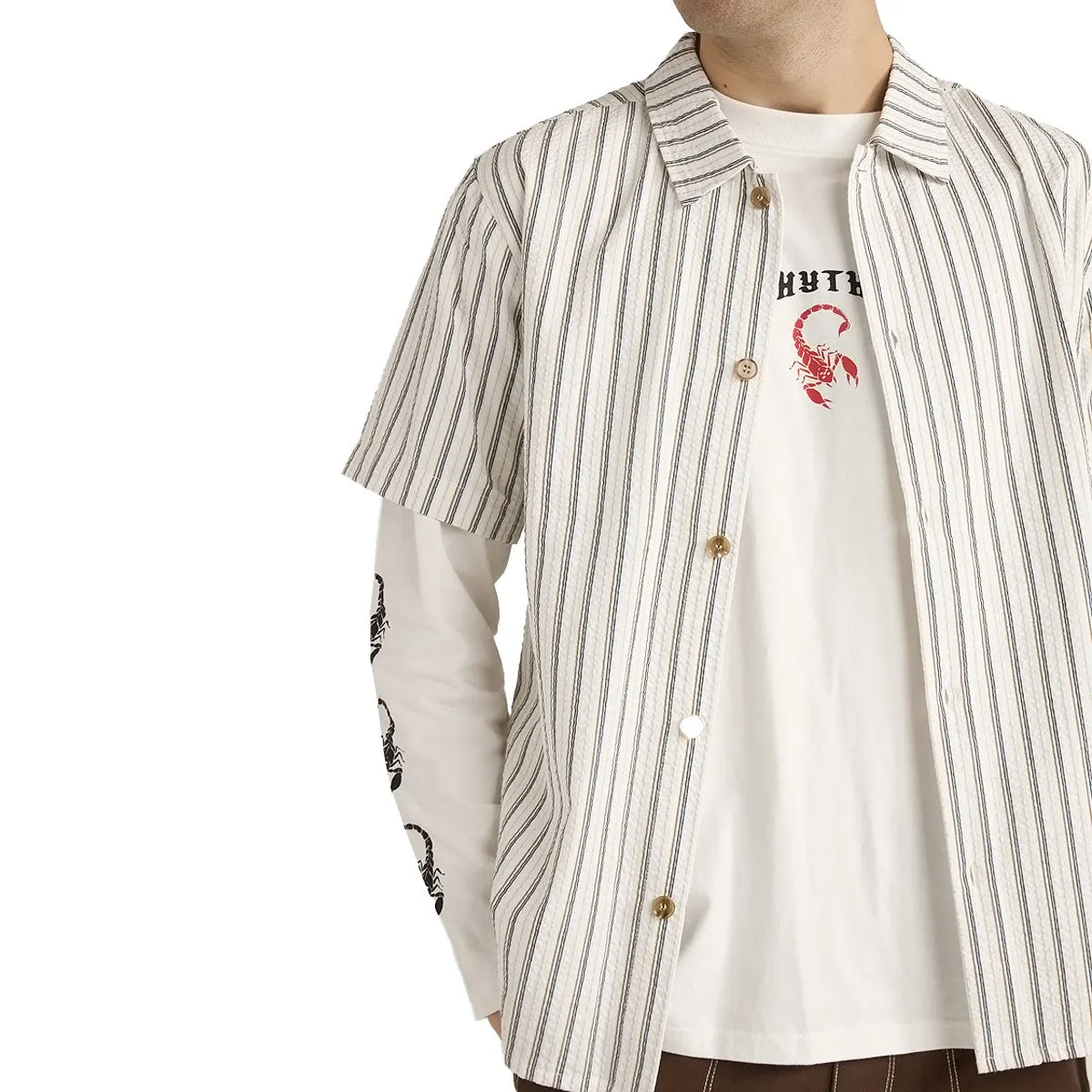 Rhythm Seersucker Stripe Shirt - White Winter Retreat
