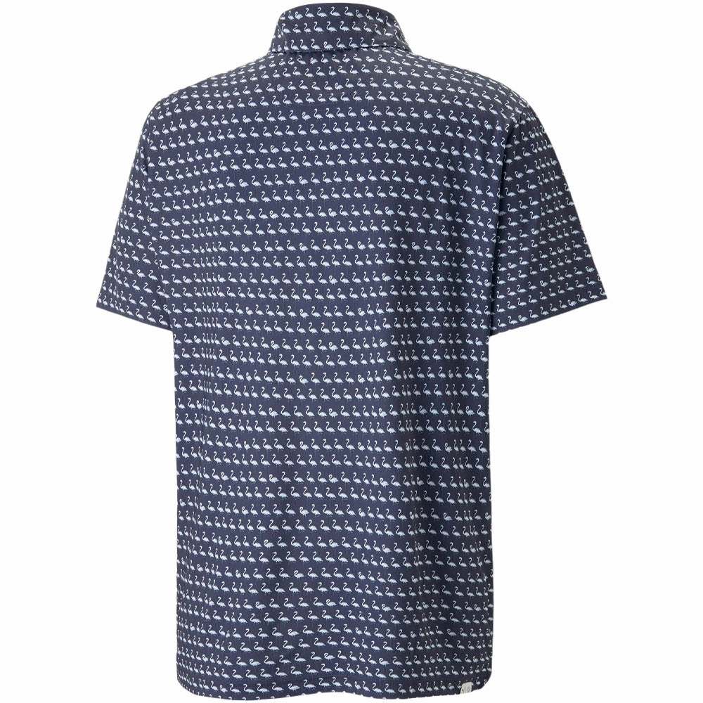 Puma MATTR Flamingo Polo Shirt - Navy Blazer/Bright White Simple Fashion ThermoregulatingFabric