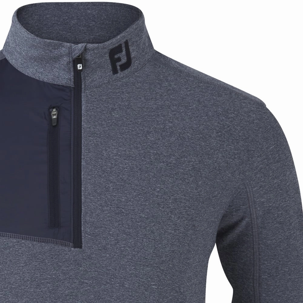 Satin FootJoy Heather Chill-Out XP 1/2 Zip Pullover - Heather Navy