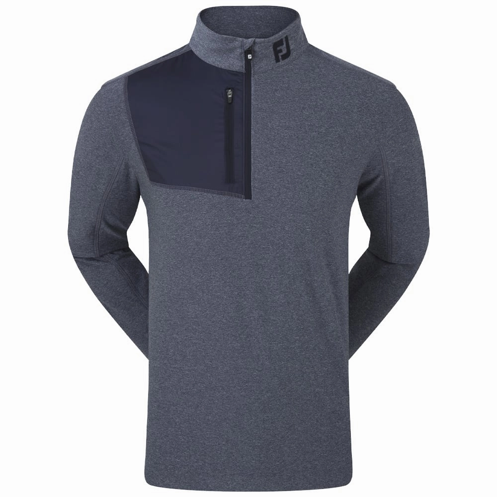 Soft Touch Fabric Running Top FootJoy Heather Chill-Out XP 1/2 Zip Pullover - Heather Navy