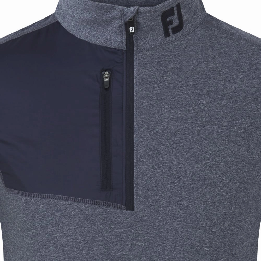 FootJoy Heather Chill-Out XP 1/2 Zip Pullover - Heather Navy Relaxed Vibe Animal Print