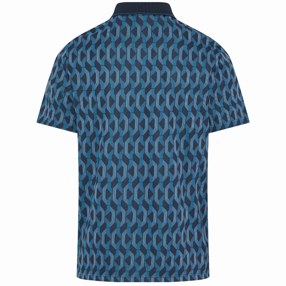 UltraLightweight Soft Touch Original Penguin All Over YD Jacquard Colour Block Polo Shirt - Black Iris