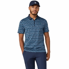Original Penguin All Over YD Jacquard Colour Block Polo Shirt - Black Iris All-Season Comfort Wear