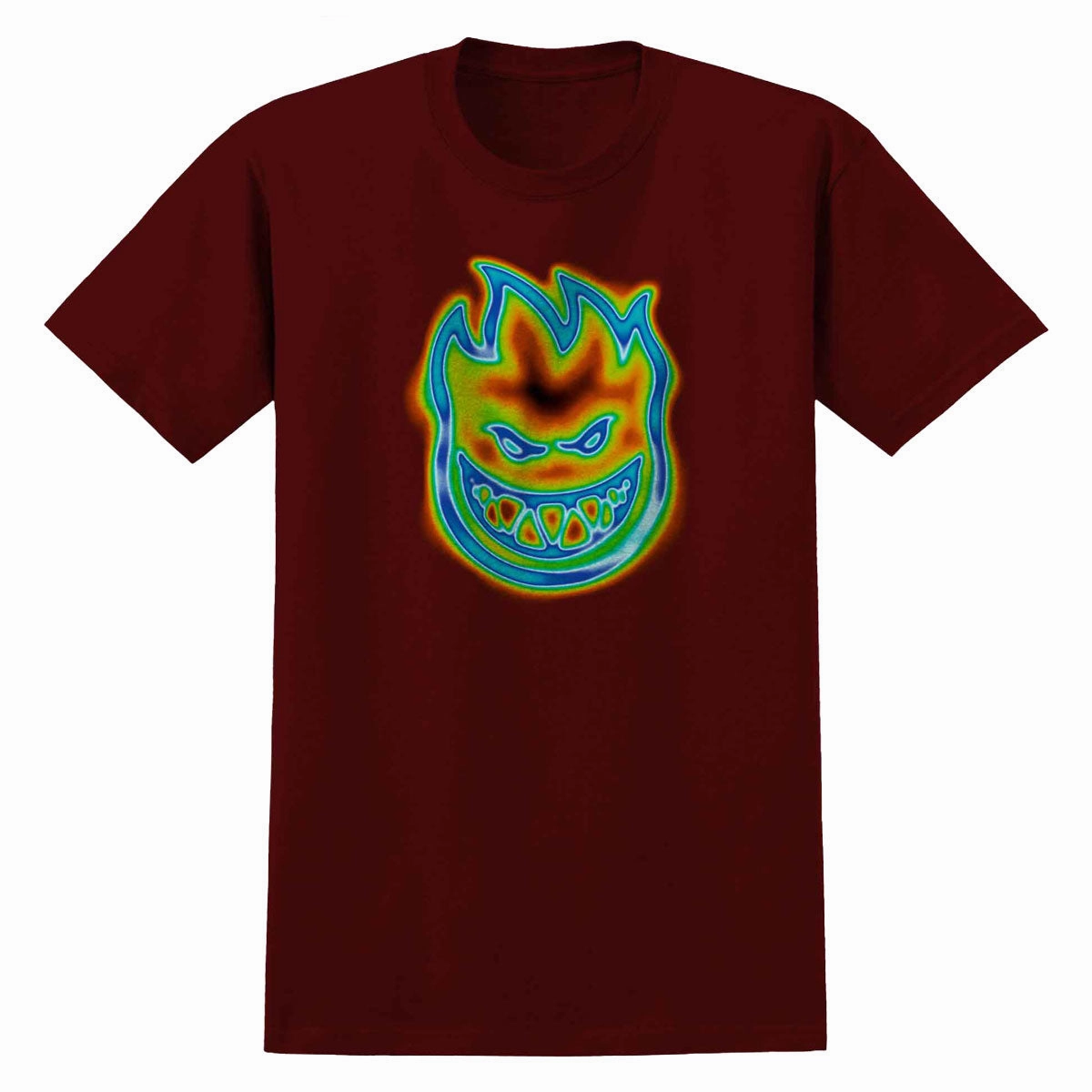 Spitfire Radioactive Bighead T-Shirt - Burgundy Easy Wear Option High Density Cotton