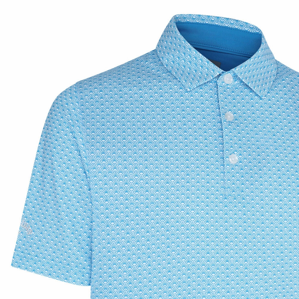 Callaway Tee Allover Print Polo Shirt - Hawaiian Surf Reinforced Collar Easy Wear Look