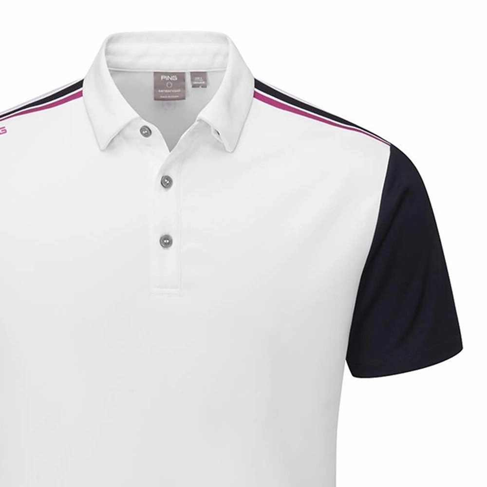Bold Comfort Light Breeze Ping Malvern Polo Shirt - White/Navy